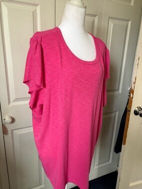 Sonoma Hot Pink Scoop Neck Flutter Sleeve Tunic Top